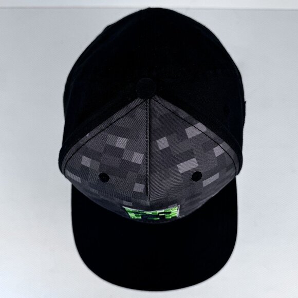 Minecraft Creeper Pixel Snapback Hat One Size Fits All Black and Gray - Picture 6 of 8
